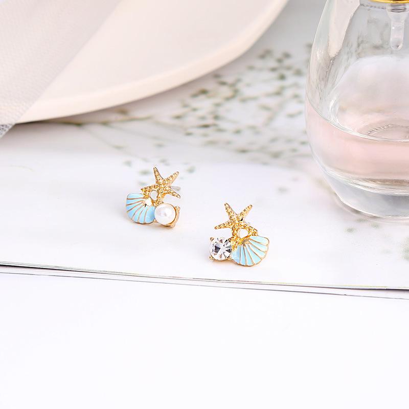 年末のプロモーション スタッドピアス キャッチピアス レディース アクセサリー 耳飾り 貝殻 ヒトデ フェイクパール ラインストーン 小さい 可愛い おしゃれ ファッション Simbcity Net