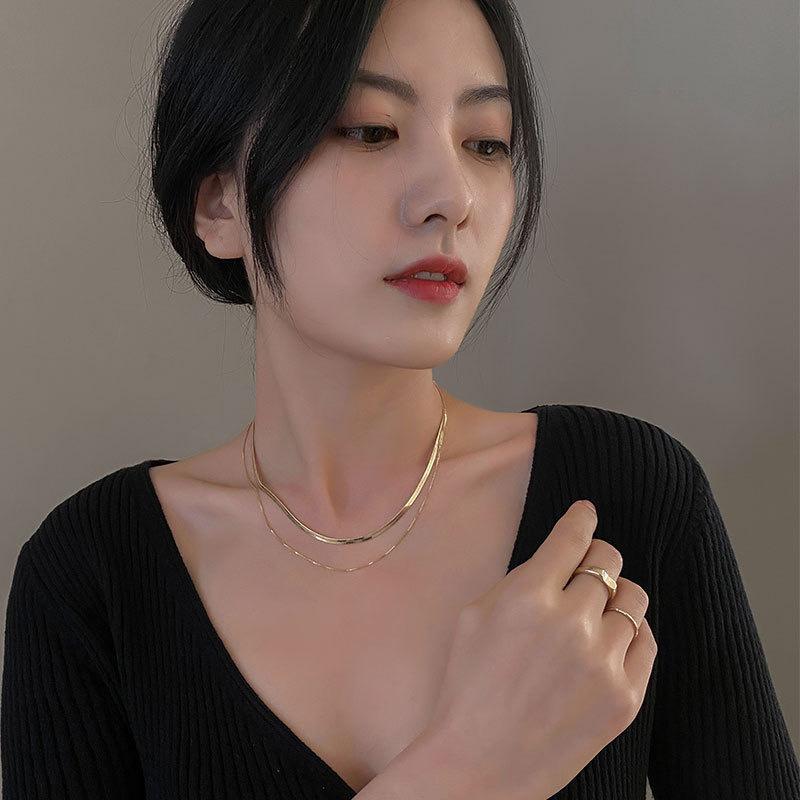 plusnao（プラスナオ） ネックレス 重ね付け風 二重 二連 レディース