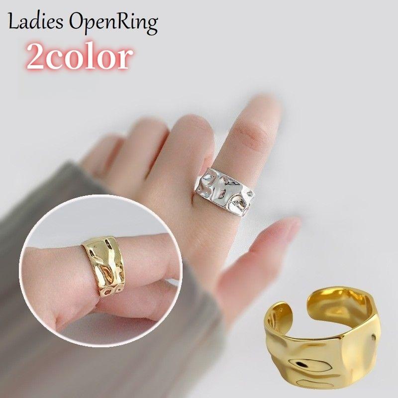 指輪 オープンリング レディース アクセサリー ファッションリング シンプル ゴールドカラー シルバーカラー 幅広 凹凸 おしゃれ 女性用 婦人用 記 Acc プラスナオyahoo 店 通販 Yahoo ショッピング