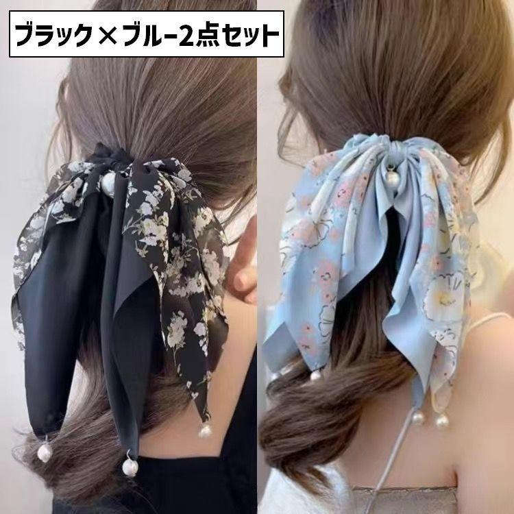 シュシュ 2点セット 2個セット リボン ヘアゴム 髪ゴム レディース