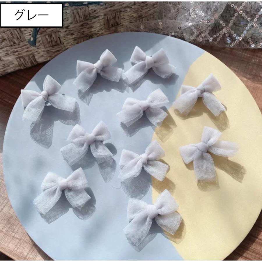 ヘアクリップ 子供用 キッズ 同色10個セット リボン チュール生地 ヘア