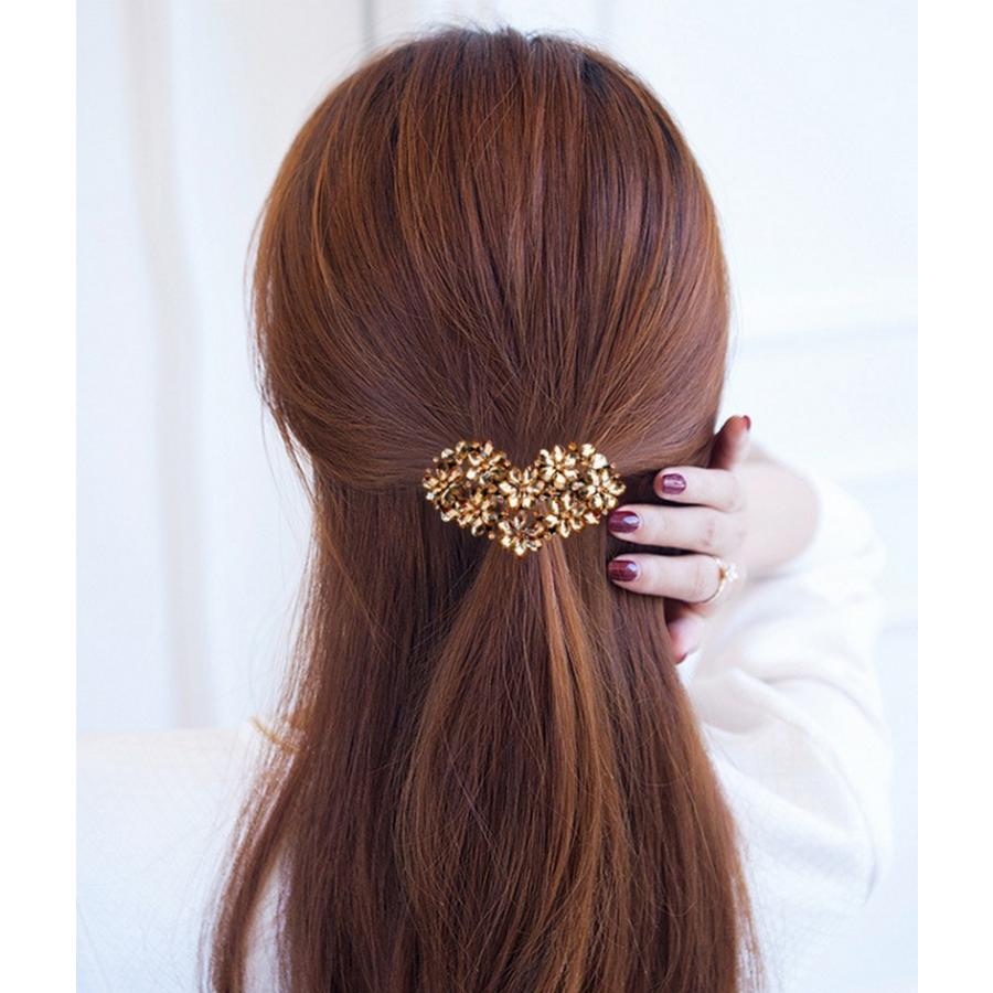 plusnao バレッタ レディース 女性 ヘアアクセサリー ラインストーン 