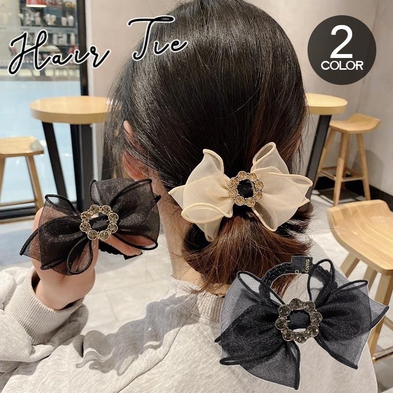 ヘアゴム ヘアアクセサリー レディース 髪ゴム まとめ髪 リボン チュール ラインストーン 大ぶり 存在感 子供用 キッズ 髪飾り かわいい おしゃれ プラスナオ Paypayモール店 通販 Paypayモール