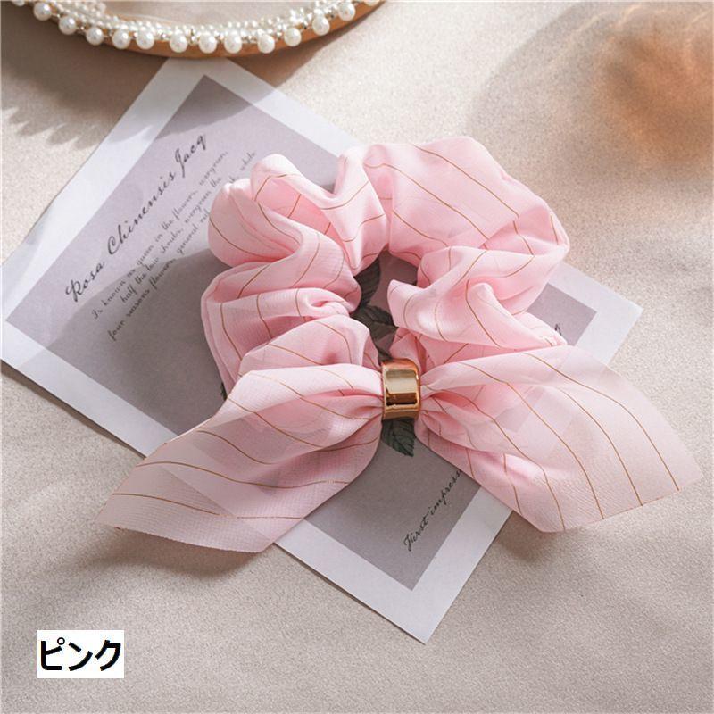 plusnao リボン付きシュシュ ヘアゴム 髪留め レディース 女性用