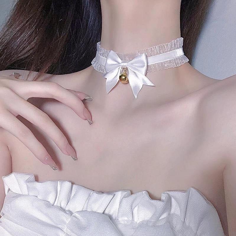 チョーカー レディース アクセサリー 女性用 レース フリル リボン 鈴