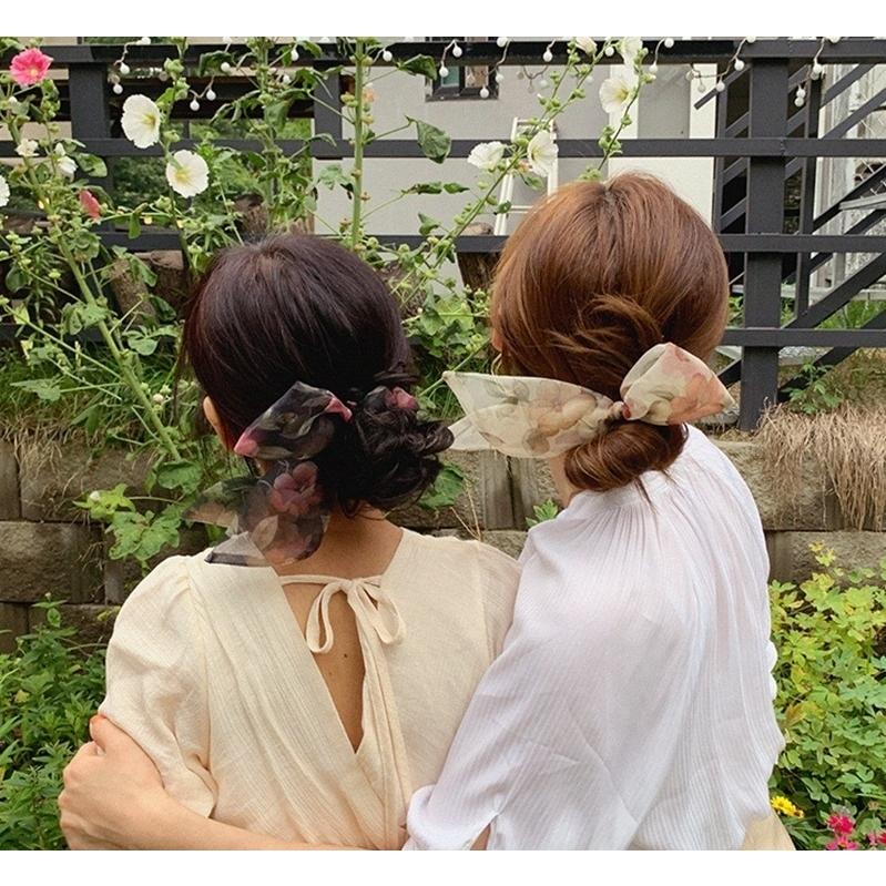 シュシュ ヘアゴム リボン レディース ヘアアクセサリー 髪飾り 髪留め まとめ髪 ヘアアレンジ 花柄 フラワー シフォン 透け感 上品 カジュアル プラスナオ Paypayモール店 通販 Paypayモール