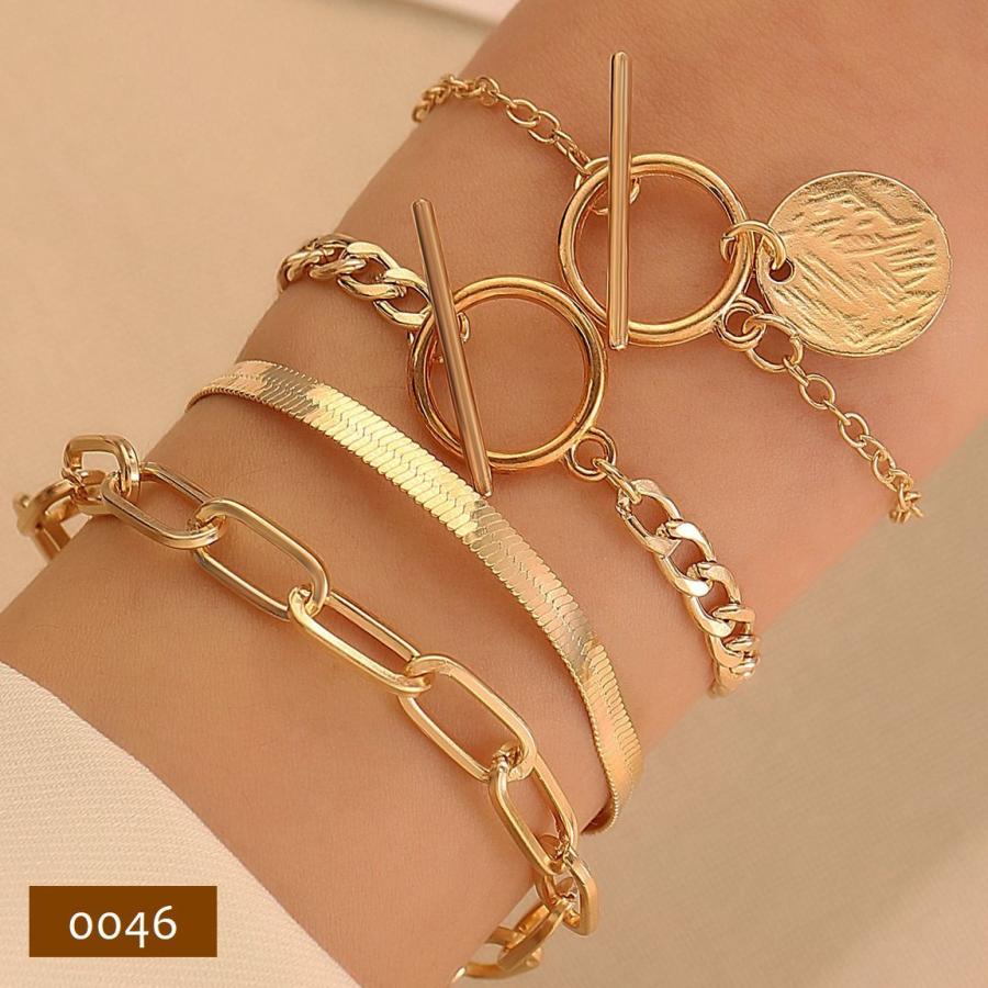 ゴールドカラー チェーンブレスレット ブレスレット セット レディース アクセサリー 腕輪 チェーン