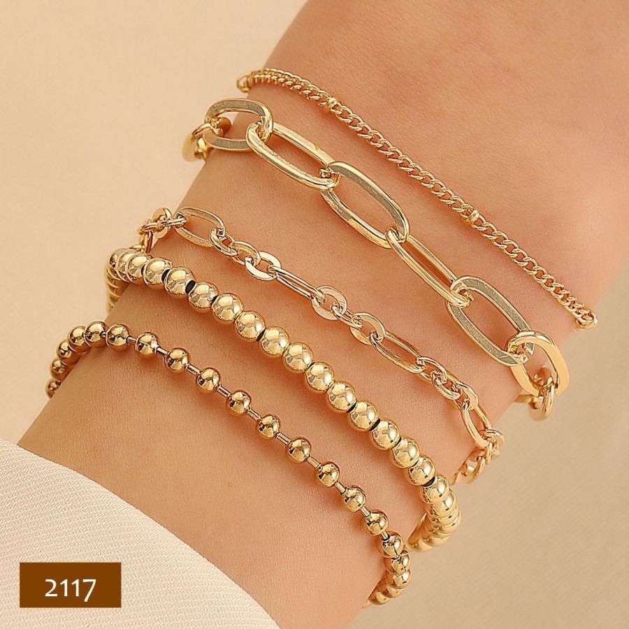ゴールドカラー チェーンブレスレット ブレスレット セット レディース アクセサリー 腕輪 チェーン