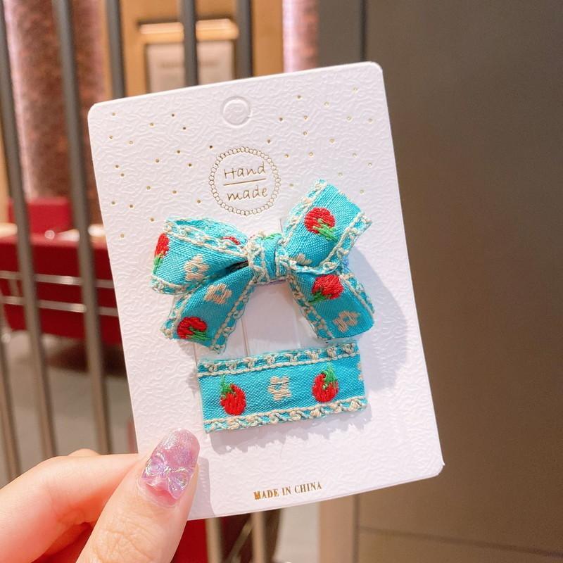 ベビーヘアクリップ　チューリップ柄　チロリアンリボン ベビーヘアクリップチューリップ柄チロリアンリボン