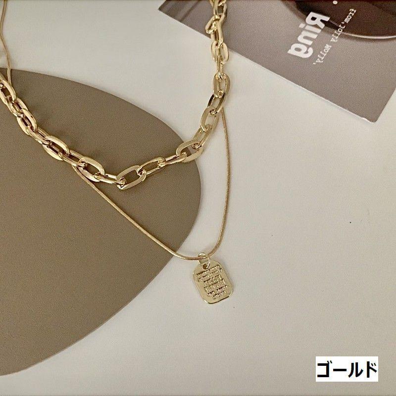 plusnao ネックレス ペンダント 2連 重ね付け風デザイン