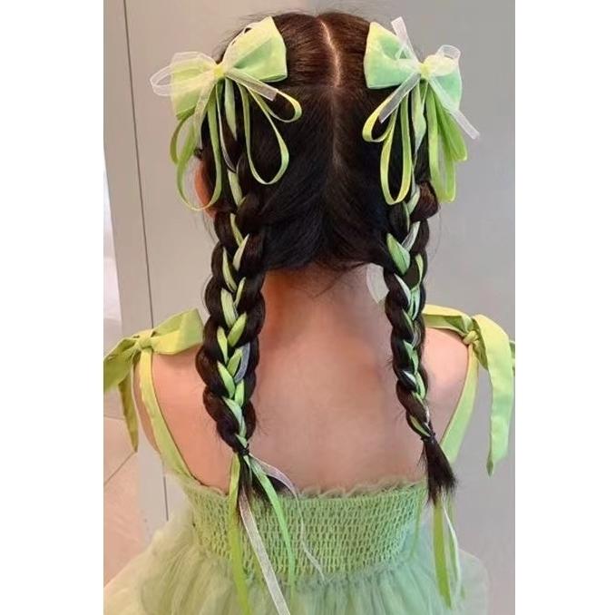 リボンヘアクリップセット 同色2個セット 編み込み 三つ編み ヘア