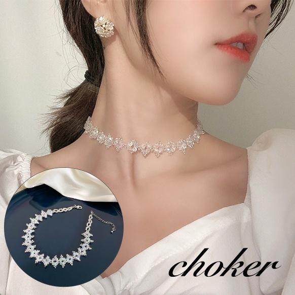 【完成品】ネックレス　ワイヤーワーク　モノトーン　大人華やか　パーティー ワイヤーアートに輝きを閉じ込めて。個性が宿るネックレス