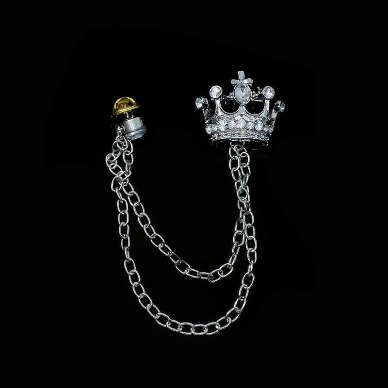 ラペルピン メンズ レディース 男女兼用 ピンブローチ ピンバッチ 王冠 クラウン チェーン ラインストーン おしゃれ かっこいい きれいめ 大人上品 Acc プラスナオyahoo 店 通販 Yahoo ショッピング