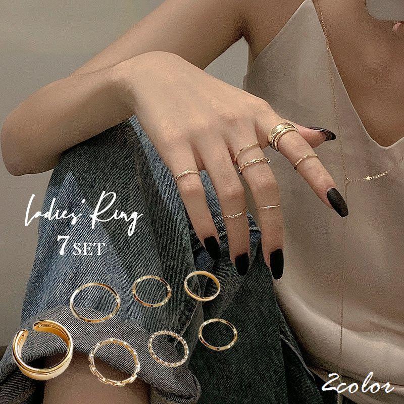 指輪 7点セット オープンリング アクセサリー レディース 女性 婦人 リング シンプル かわいい おしゃれ ファッション小物 ギフト プレゼント プラスナオ Paypayモール店 通販 Paypayモール