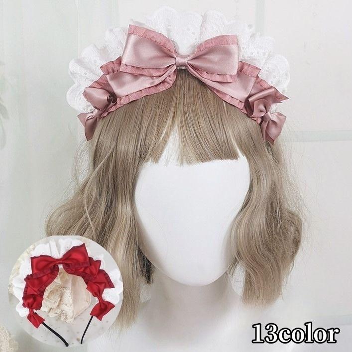 ヘッドドレス カチューシャ リボン フリル ロリータ ゴシック ゴスロリ