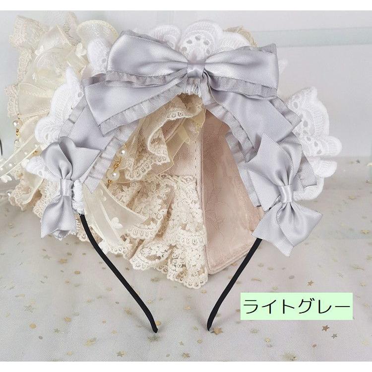 ヘッドドレス カチューシャ リボン フリル ロリータ ゴシック ゴスロリ