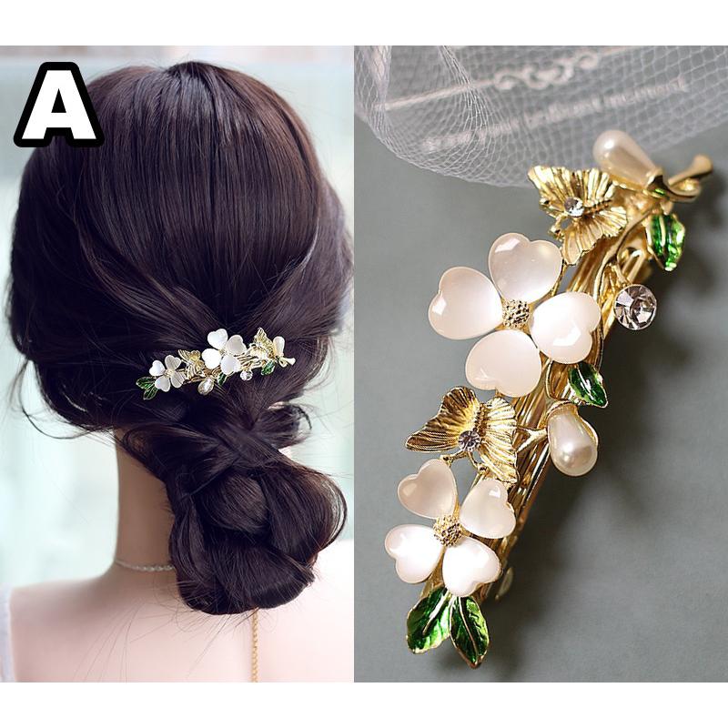 バレッタ ヘアアクセサリー レディース 女性 花 フラワー ライン