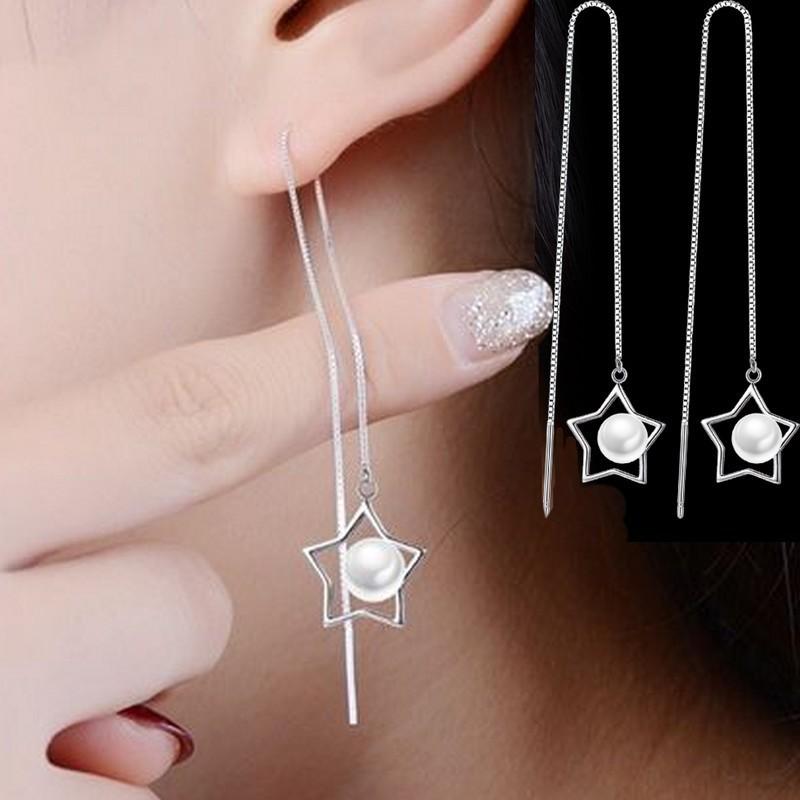 STAR JEWELRY GIRL ダイヤ×パール アメリカンチェーンピアス チェーンピアス アメリカンピアス アクセサリー レディース 女性用