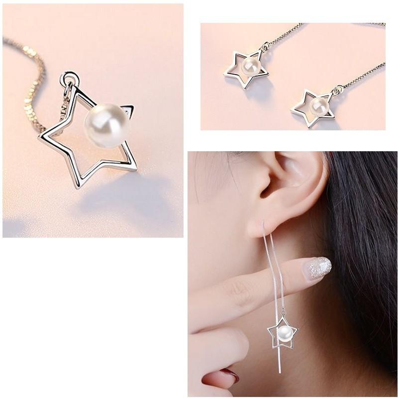 STAR JEWELRY GIRL ダイヤ×パール アメリカンチェーンピアス チェーンピアス アメリカンピアス アクセサリー レディース 女性用
