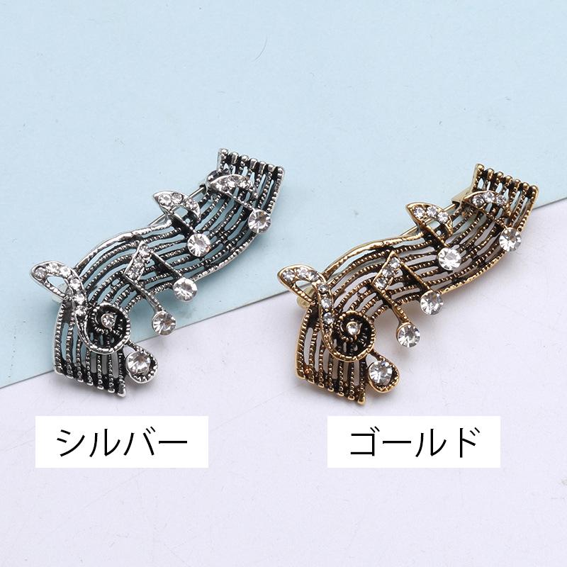 ブローチ レディース アクセサリー 女性用 音符 音楽 ラインストーン