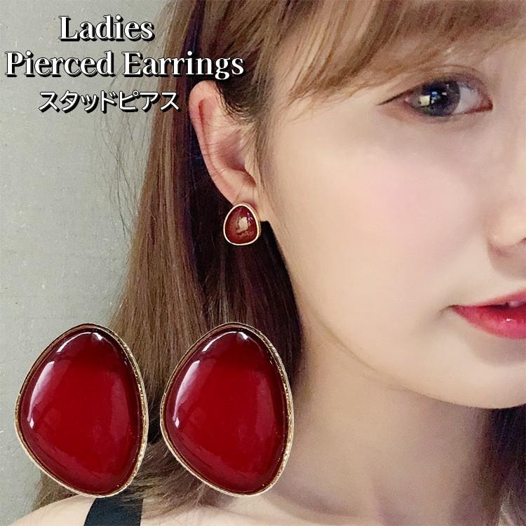 赤 ピアス おしゃれ 赤 クリスタル 赤珊瑚ピアス 大人おしゃれ 