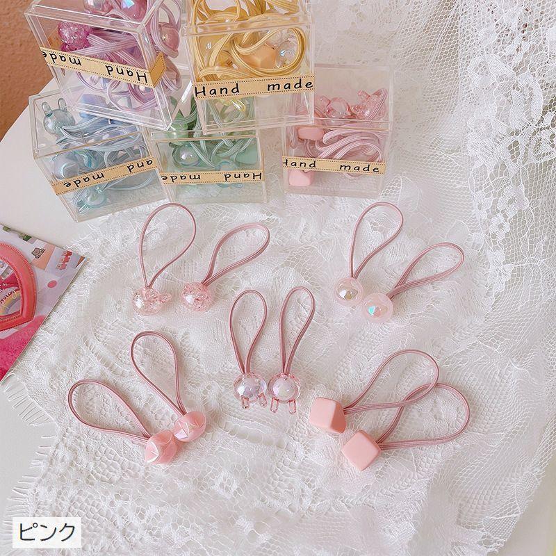 ヘアゴム 10本セット キッズ ベビー 子供用 ヘアアクセサリー 髪ゴム ウサギ 星 スター ボール キラキラ 飾り付き カラフル ミックス かわいい|plusnao|05
