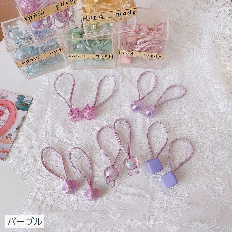 ヘアゴム 10本セット キッズ ベビー 子供用 ヘアアクセサリー 髪ゴム ウサギ 星 スター ボール キラキラ 飾り付き カラフル ミックス かわいい|plusnao|08