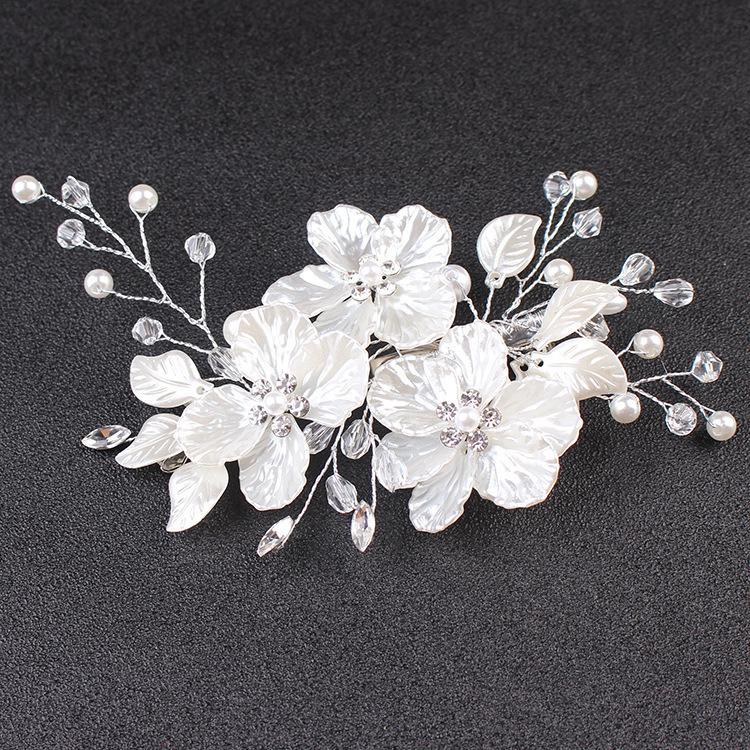 ヘッドコサージュ ヘアクリップ ブライダル レディース 女性 ヘアアクセサリー ヘアピン 髪飾り フラワー お花 ラインストーン パール調 華やか ヘ | plusnao | 01