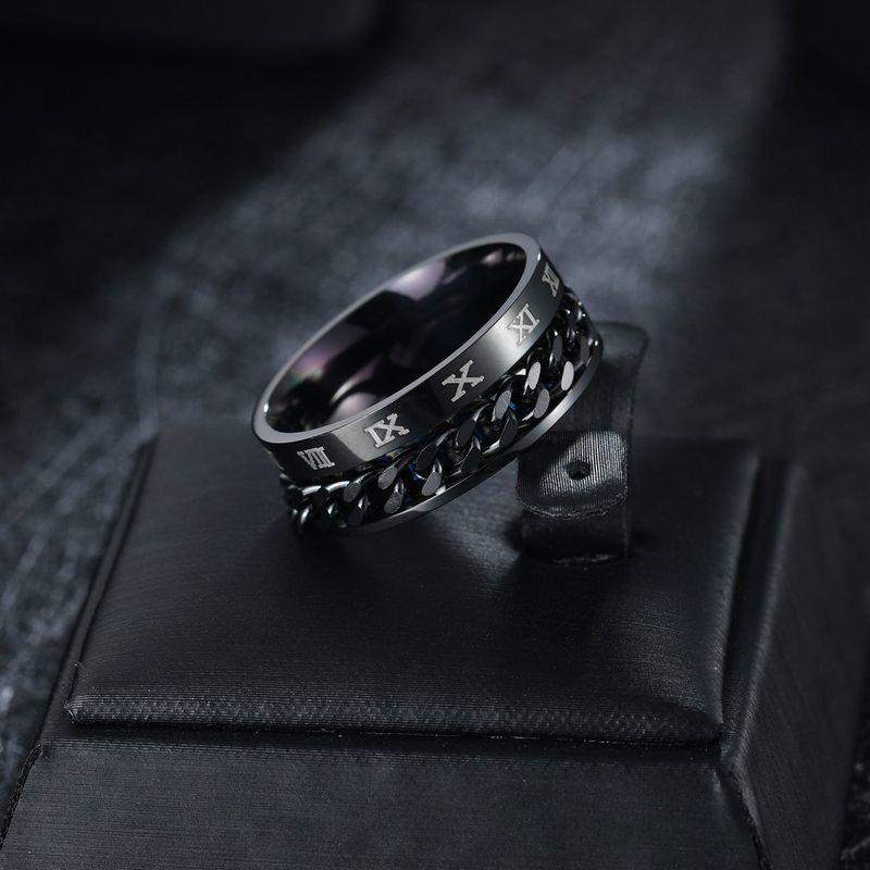 リング 指輪 メンズ 男性 アクセサリー 幅広 8mm チェーン 鎖 ローマ