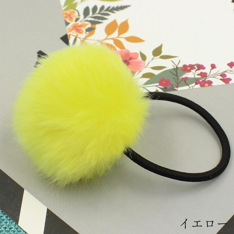 PomPonヘアゴム　2個セット　キッズ　毛糸　ポンポン　イエロー　シンプル 2個setポンポンヘアゴム | OKAME ZAKKA