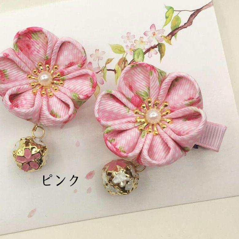 ヘアクリップ キッズ レディース ヘアアクセサリー 髪留め 花 フラワー 和風 着物 浴衣 和装 和柄 おしゃれ かわいい ヘアアレンジ レッド ピン | plusnao | 04