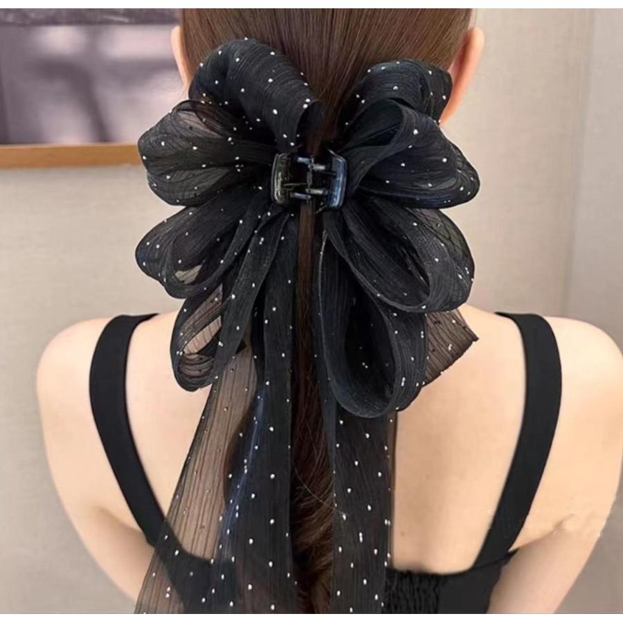 確認ヘアゴムヘアリボン1249バラ黒ブラック