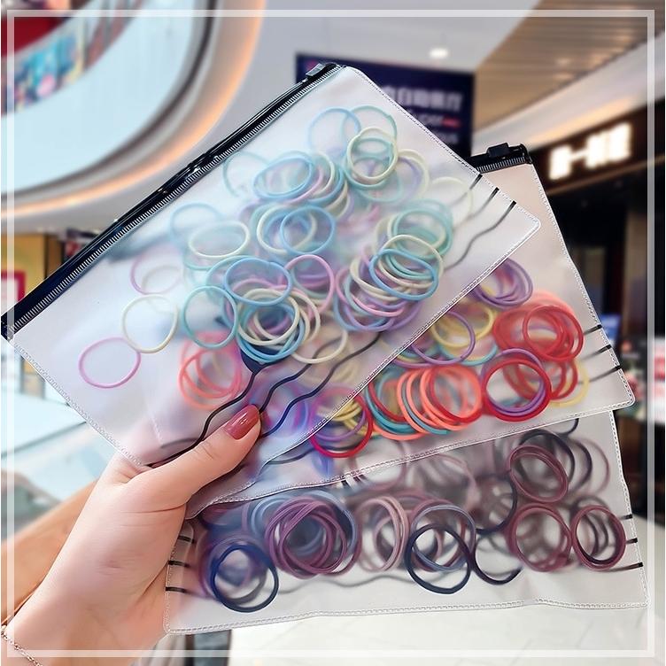 plusnao ヘアゴム 100個入り 袋付き ヘアアクセサリー キッズ 子供