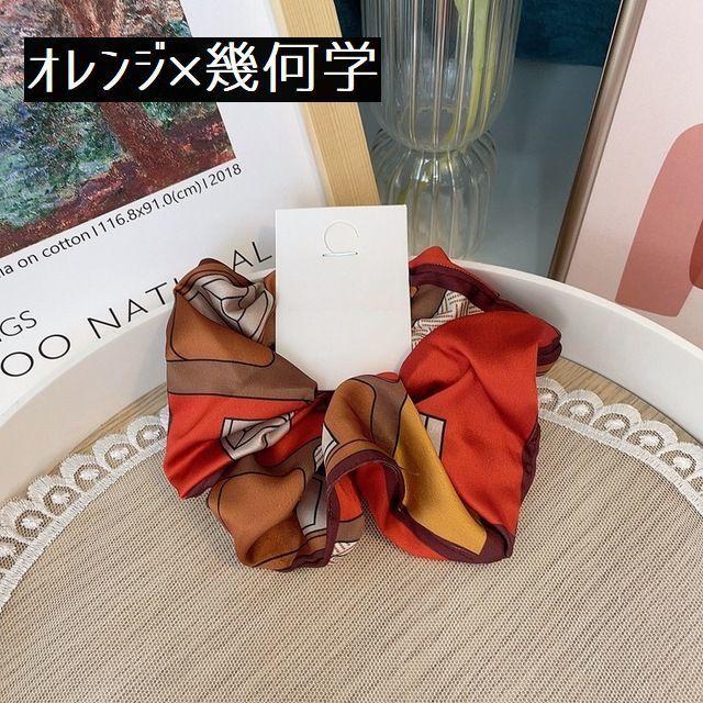 plusnao シュシュ ヘアアクセサリー ヘアゴム レディース スカーフ柄 
