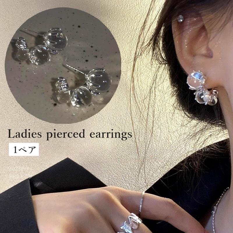 スタッドピアス 1ペア ピアス レディース クリア 透明 女性 婦人 