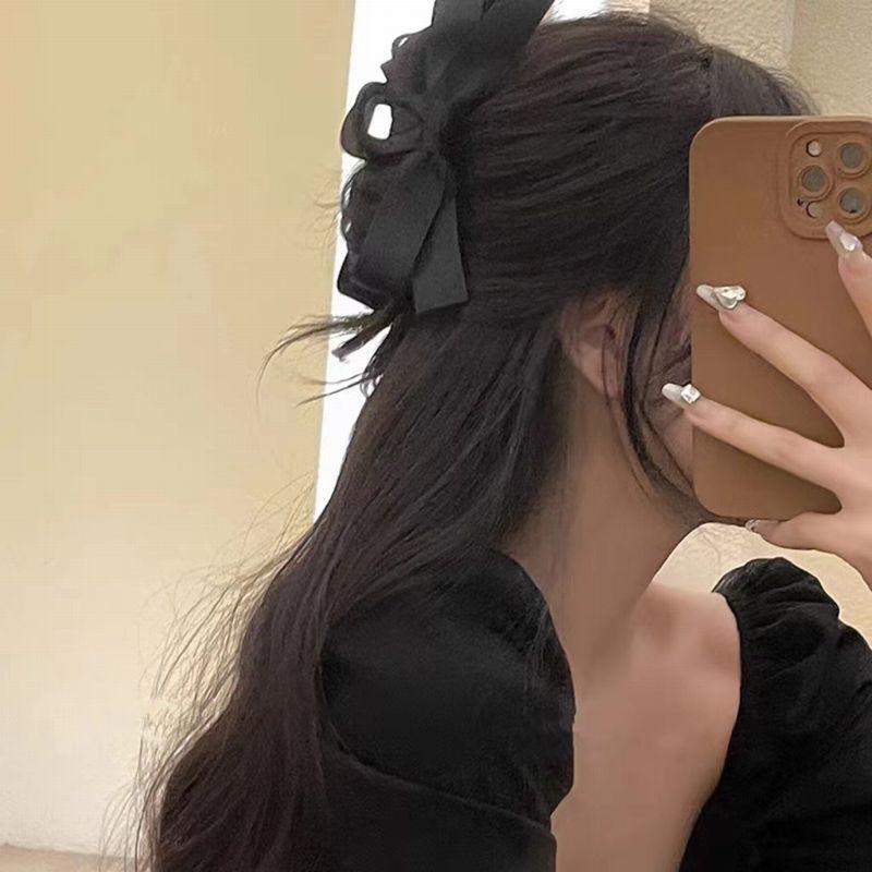 ブラックリボン　ヘアクリップ plusnao バンスクリップ ヘアクリップ ブラックリボン ヘア