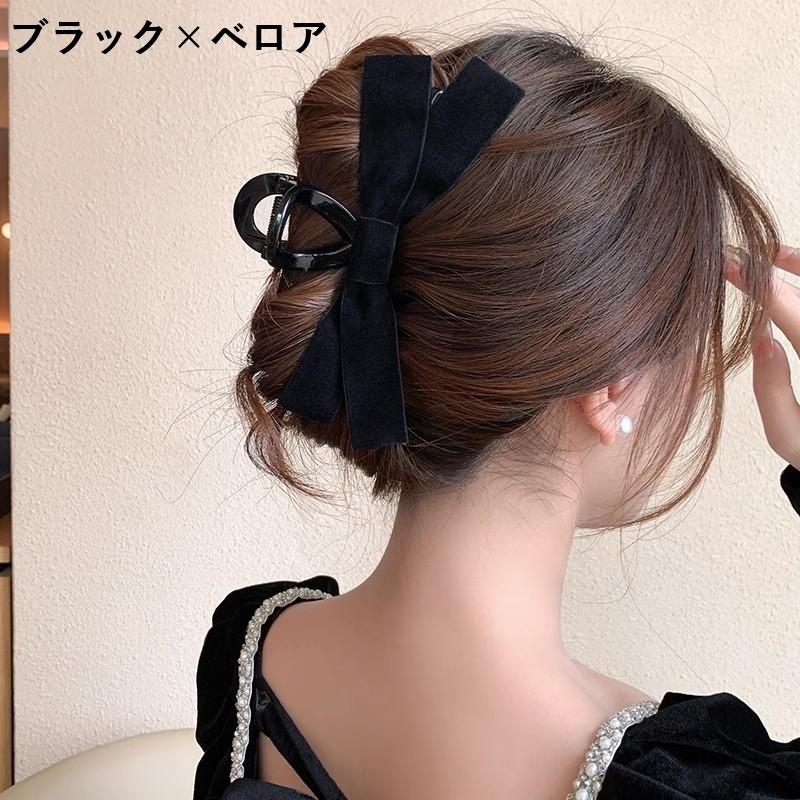 undo ブラック ヘアクリップ ヘアクリップ ブラックリボンブラックビーズバンスクリップ 新発売