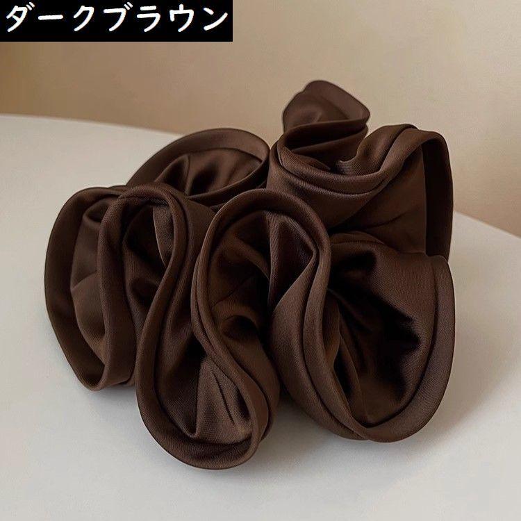 シュシュ ヘアゴム レディース ヘアアクセサリー フリル 大きめ サテン