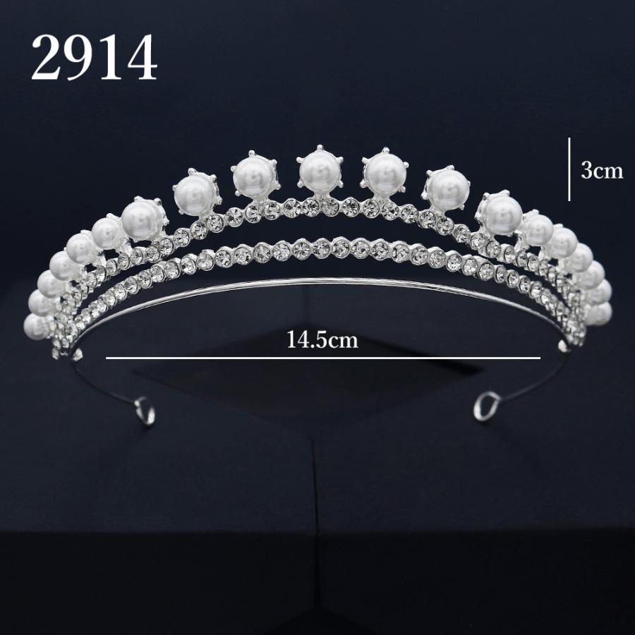 ティアラ レディース 女性 ヘアアクセサリー ラインストーン 花嫁 ウェディング 結婚式 ブライダル 披露宴 フェイクパール 華やか キラキラ | plusnao | 06