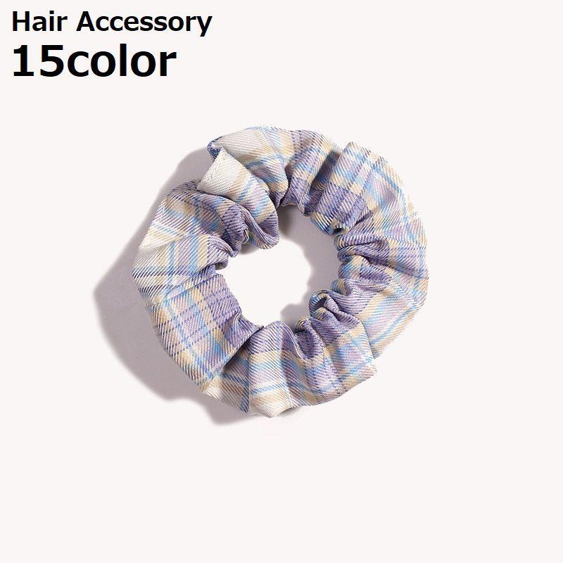 シュシュ レディース 大人 ヘアアクセサリー チェック柄 カジュアル