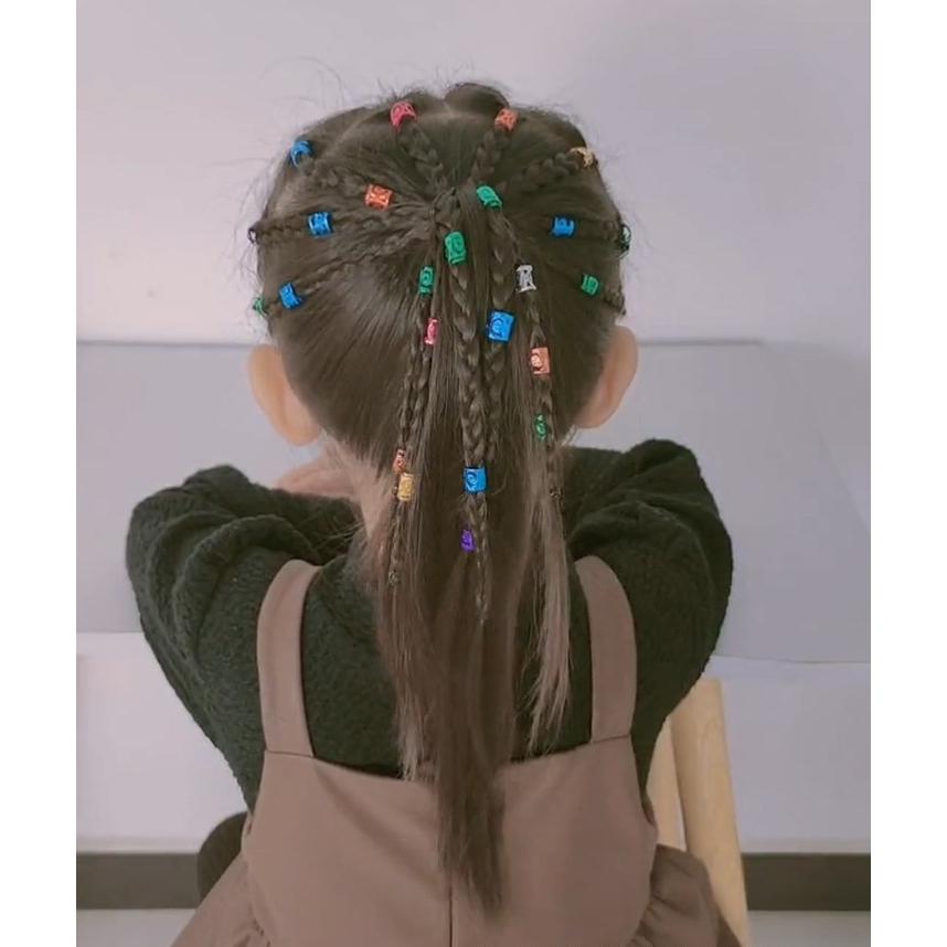 ヘアリング ブレイズビーズ 100個セット キッズ 子供 ヘアアクセサリー カフ ドレッド コーンロウ セネガルツイスト 髪飾り ヘアアレンジ おしゃ｜plusnao｜13