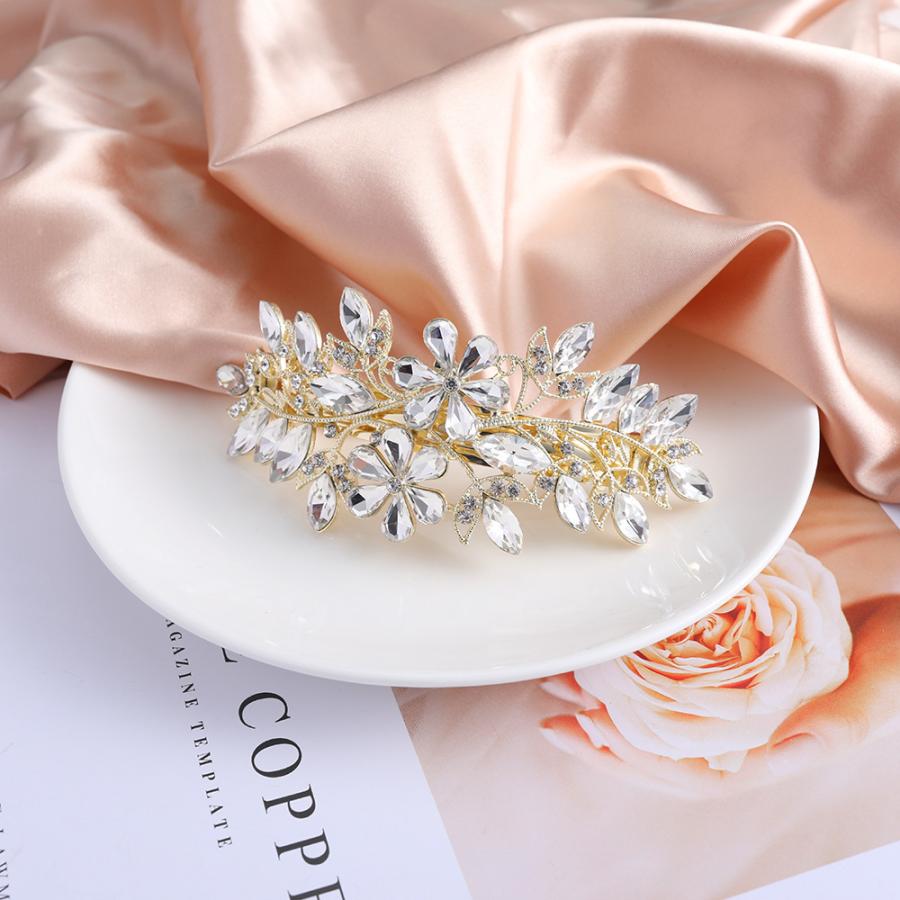 plusnao バレッタ ヘアアクセサリー レディース ビジュー 花 フラワー