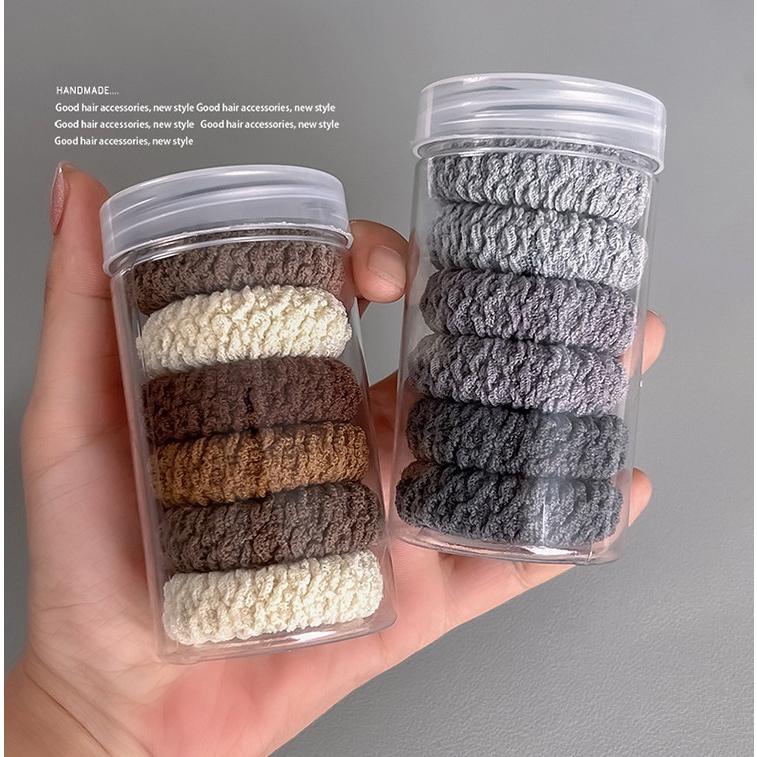 plusnao ヘアゴム 6本セット 髪ゴム パイル調 厚手 ヘアアクセサリー