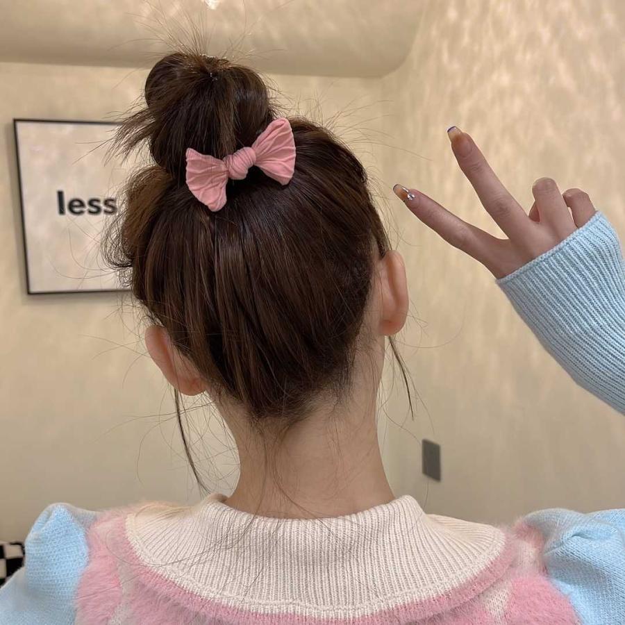 じゃらじゃら  ヘアゴム  大人可愛い！くすみピンク♡リボン☆ ヘアゴム 10個セット ヘアアクセサリー リボン レディース ブラウン