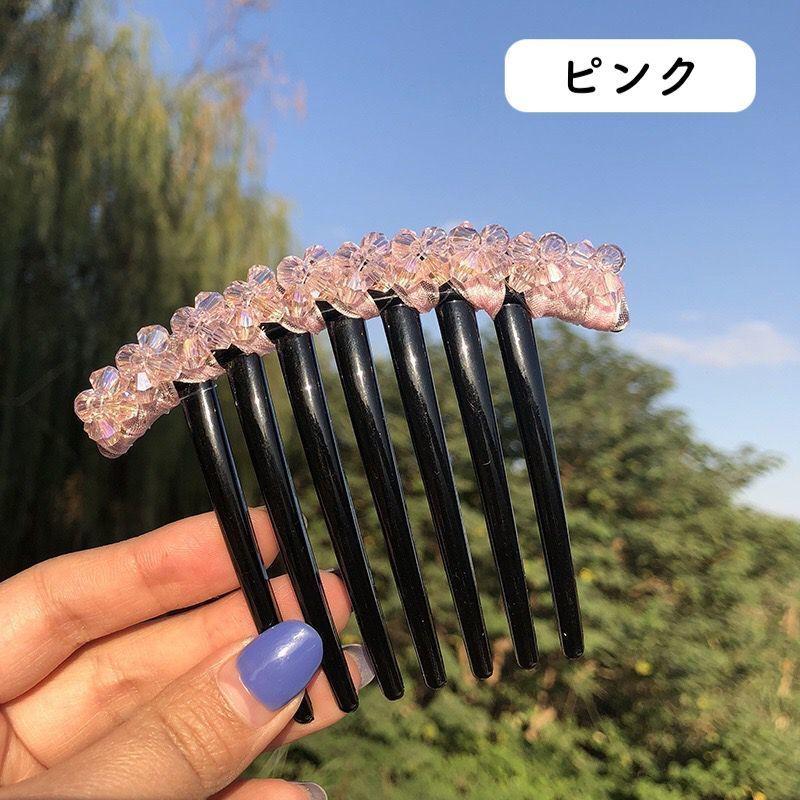ヘアコーム 夜会巻きコーム ヘアアクセサリー レディース 女性用 髪飾り 髪留め 花 フラワー ビーズ キラキラ かわいい おしゃれ 華やか 上品 エ|plusnao|04