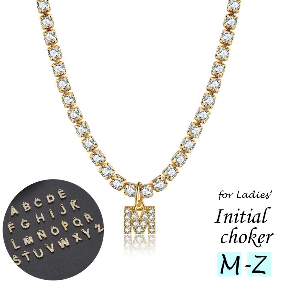plusnao チョーカー ネックレス イニシャル ペンダント MからZ