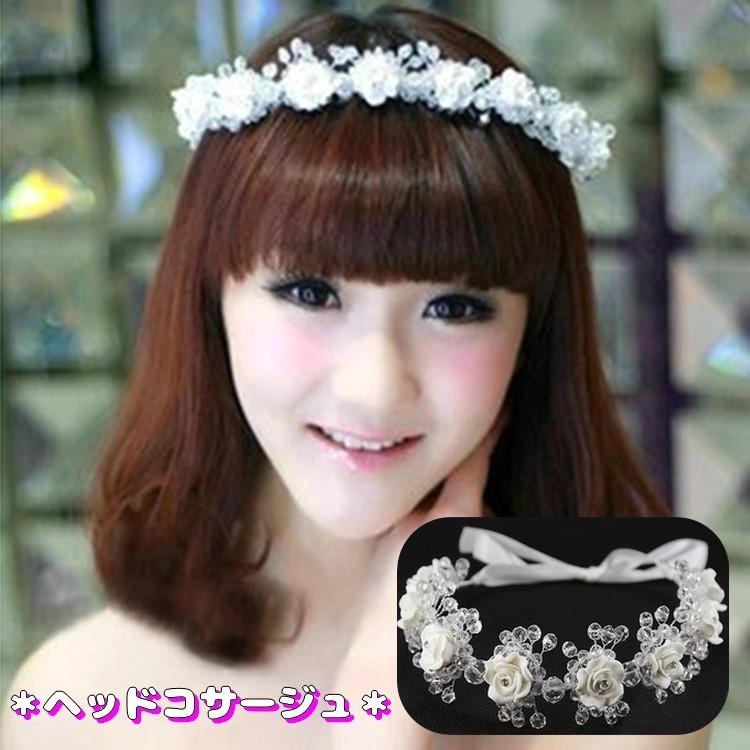 ヘッドコサージュ ウエディング 花冠 花かんむり レディース ブライダルアクセサリー 花カチューシャ ヘッドドレス 髪飾り フラワーティアラ 花輪 ラ870円