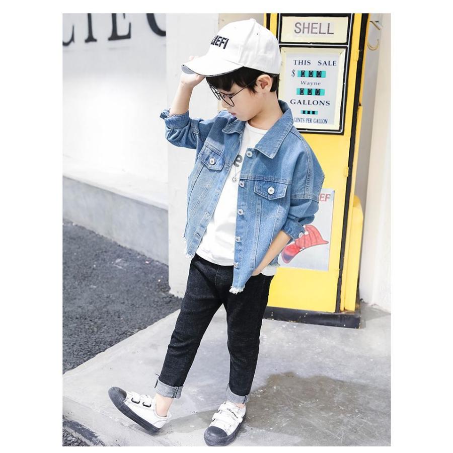 デニムジャケット キッズ ジュニア 子供服 子供用 男の子 アウター 上着 七分袖 スタンダートカラー ロゴ ポケット 前開き かっこいい おしゃれ Aut プラスナオyahoo 店 通販 Yahoo ショッピング
