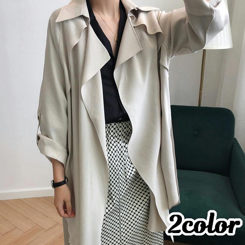 コート スプリングコート 秋コート レディース 婦人服 アウター 上着 羽織り テーラードカラー 前開き 袖ロールアップ ミディー丈 膝上丈 おしゃれ プラスナオ Paypayモール店 通販 Paypayモール