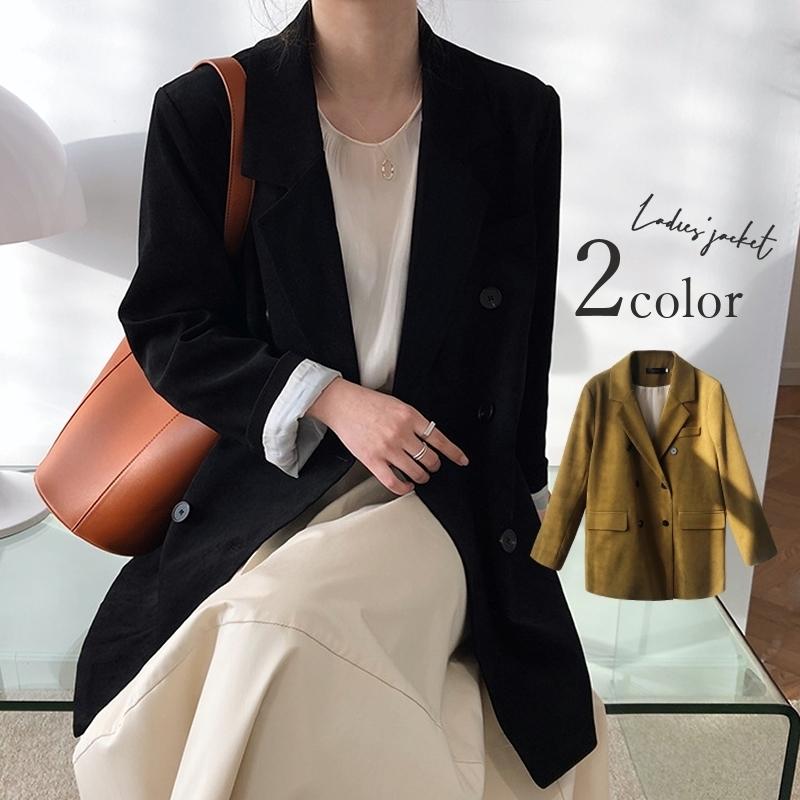 テーラードジャケット ダブルジャケット アウター レディース 女性 婦人 ジャケット ブレザー レトロ シンプル おしゃれ オフィス 通勤 カジュアル プラスナオ Paypayモール店 通販 Paypayモール